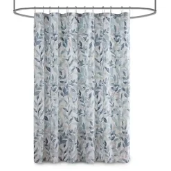 Kirklands Home Shower Curtains|Blue Botanical Microfiber Shower Curtain