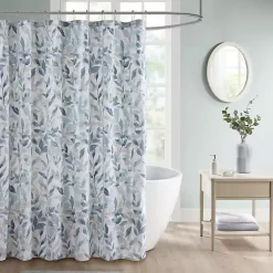 Kirklands Home Shower Curtains|Blue Botanical Microfiber Shower Curtain