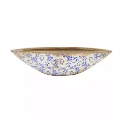 Best Blue Bulous Floral Scroll Ceramic Bowl Decorative Bowls & Jars