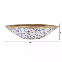 Best Blue Bulous Floral Scroll Ceramic Bowl Decorative Bowls & Jars