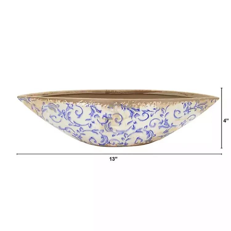 Best Blue Bulous Floral Scroll Ceramic Bowl Decorative Bowls & Jars