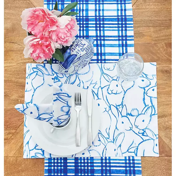 Best Blue Bunny Outline Placemats, Set of 6 Easter Decorations