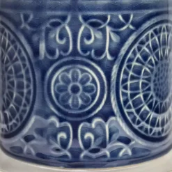 Kirklands Home Table Lamps|Blue Ceramic Embossed Spiro Table Lamp White