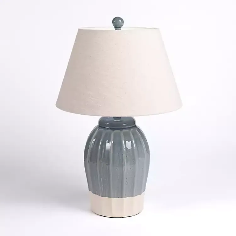 Kirklands Home Table Lamps|Blue Ceramic Scalloped Table Lamp Tan