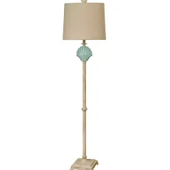 Kirklands Home Floor Lamps|Blue Clamshell Gili Floor Lamp Tan