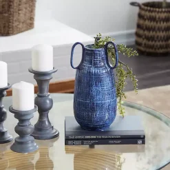 Crosshatch Triple Handle Ceramic Vase, 13 in. Vases