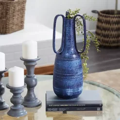 Crosshatch Triple Handle Ceramic Vase, 17 in. Vases