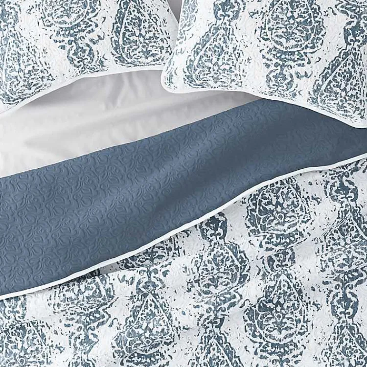 Kirklands Home Quilts|Blue Damask Reversible 3-pc. Queen Quilt Set