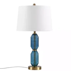 Kirklands Home Table Lamps|Faceted Glass Table Lamp Blue