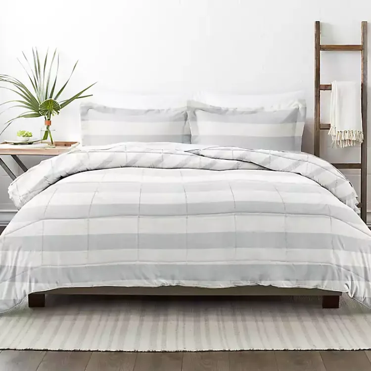 Kirklands Home Comforters|Blue Faded Stripe 3-pc. Queen Comforter Set