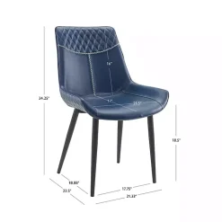 Kirklands Home Dining Chairs|Faux Leather Stitched Chairs, Set of 2 Blue