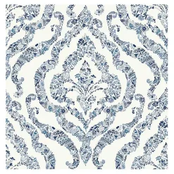 Kirklands Home Wall Murals & Wallpaper|Floral Damask Pattern Peel & Stick Wallpaper Blue