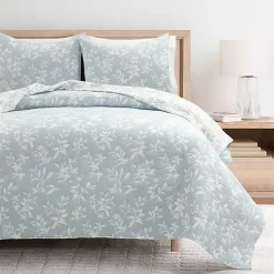 Kirklands Home Quilts|Blue Floral Reversible 3-pc. King Quilt Set