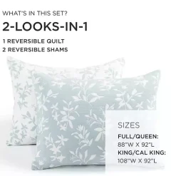 Kirklands Home Quilts|Blue Floral Reversible 3-pc. Full/Queen Quilt Set