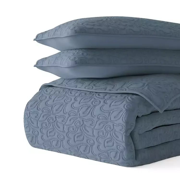 Kirklands Home Quilts|Floral Stitch 3-pc. King Quilt Set Blue