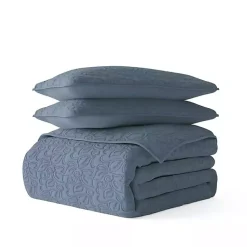 Kirklands Home Quilts|Floral Stitch 3-pc. Queen Quilt Set Blue