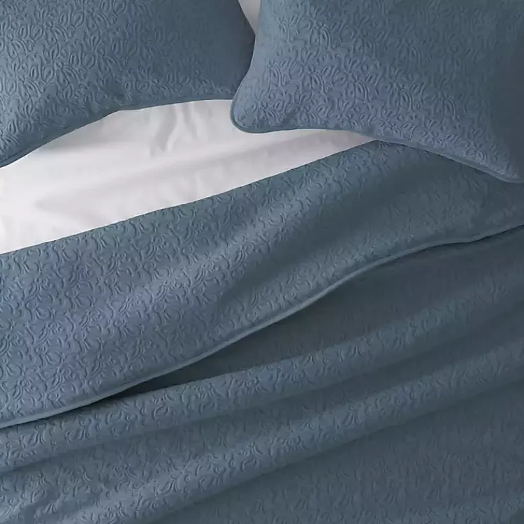 Kirklands Home Quilts|Floral Stitch 3-pc. Queen Quilt Set Blue