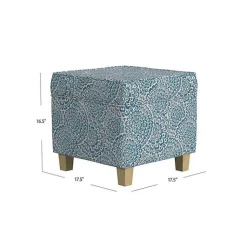 Kirklands Home Benches & Ottomans|Floral Upholstered Square Storage Ottoman Blue