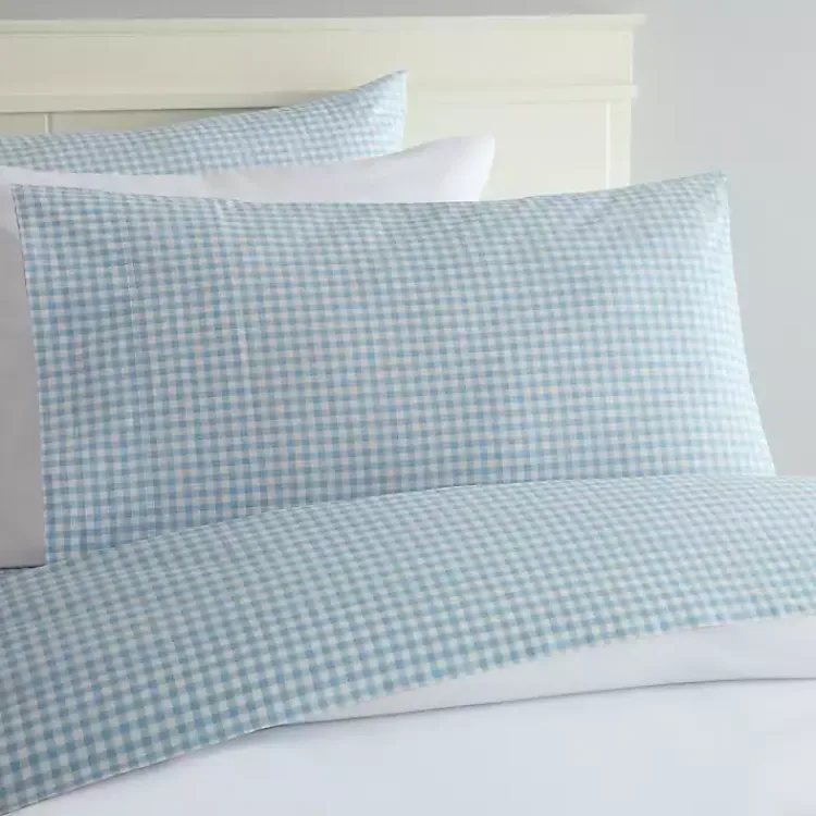 Kirklands Home Bed Sheets|Gingham Queen 3-pc. Sheet Set Blue