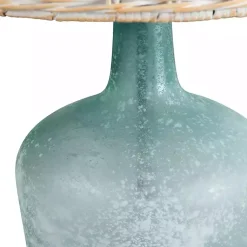 Kirklands Home Table Lamps|Blue Glass Coastal Table Lamp Tan