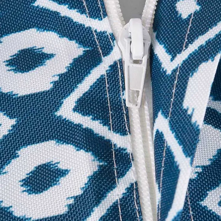 Kirklands Home Outdoor Dining|Blue Ikat Outdoor Tablecloth with Zipper