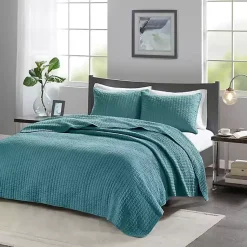 Kirklands Home Bedspreads & Coverlets|Jaxson 3-pc. Reversible King Coverlet Set Blue