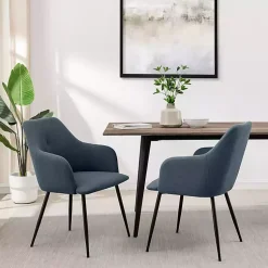 Kirklands Home Dining Chairs|Lily Upholstered Dining Chairs, Set of 2 Blue