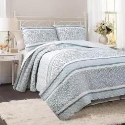 Kirklands Home Quilts|Blue Nisha Floral Full/Queen 3-pc. Quilt Set