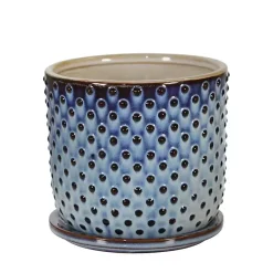 Kirklands Home Planters|Blue Ombre Dotted Ceramic Planter with Saucer