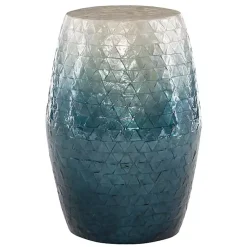 Kirklands Home Accent & End Tables|Blue Ombre Mosaic Capiz Shell Drum End Table