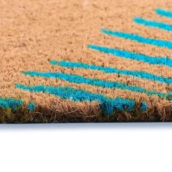Kirklands Home Doormats|Blue Palm Fronds Welcome Coir Doormat