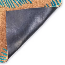 Kirklands Home Doormats|Blue Palm Fronds Welcome Coir Doormat