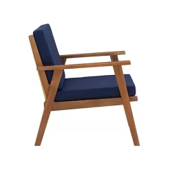 Kirklands Home Outdoor Sets|4-pc. Acacia Wood Outdoor Living Set Blue