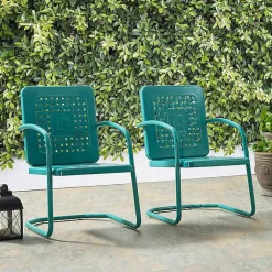 Kirklands Home Outdoor Seating|Retro Basket Weave Chairs, Set of 2 Blue