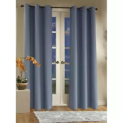 Kirklands Home Curtains & Drapes|Room Darkening Curtain Panel Set, 95 in. Blue