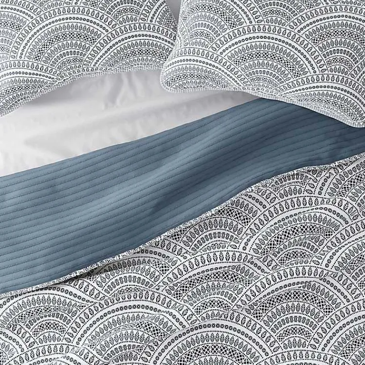 Kirklands Home Quilts|Blue Scalloped Reversible 3-pc. Queen Quilt Set