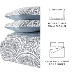 Kirklands Home Quilts|Blue Scalloped Reversible 3-pc. Queen Quilt Set