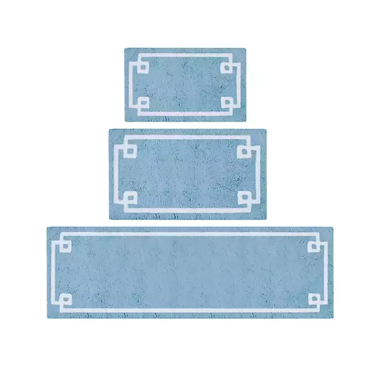 Kirklands Home Bathroom Rugs|Blue Simple Trim Cotton Tufted Bath Mat, 30 in.