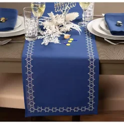 Kirklands Home Table Linens|Blue Star of David Hanukkah Table Runner