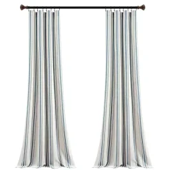 Kirklands Home Curtains & Drapes|Stripe Farmhouse Curtain Panel Set, 95 in. Blue