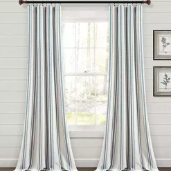 Kirklands Home Curtains & Drapes|Stripe Farmhouse Curtain Panel Set, 95 in. Blue