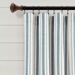Kirklands Home Curtains & Drapes|Stripe Farmhouse Curtain Panel Set, 95 in. Blue