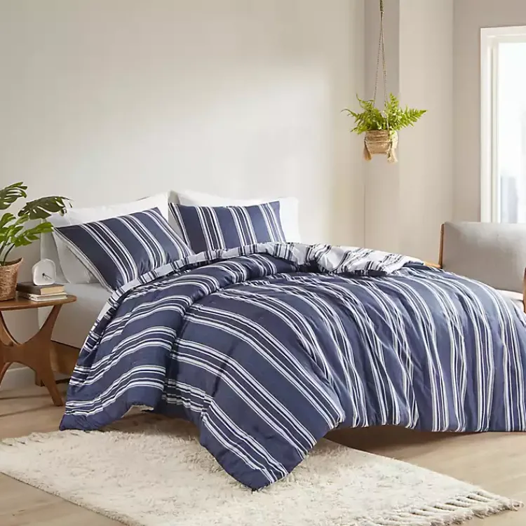 Kirklands Home Comforters|Blue Stripe Jackson 3-pc. King Comforter Set