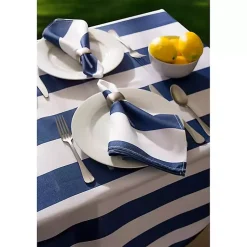 Kirklands Home Outdoor Dining|Blue Stripe Outdoor Table Cloth, 84 in.