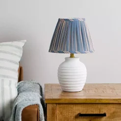 Kirklands Home Table Lamps|Stripe Pleated Shade Table Lamp Blue