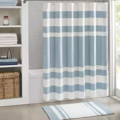 Kirklands Home Shower Curtains|Stripe Waffle Weave Shower Curtain Blue