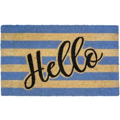 Kirklands Home Doormats|Blue Striped Hello Doormat