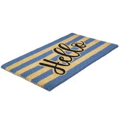 Kirklands Home Doormats|Blue Striped Hello Doormat