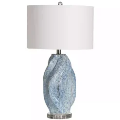 Kirklands Home Table Lamps|Blue Swirl Ceramic Table Lamp White