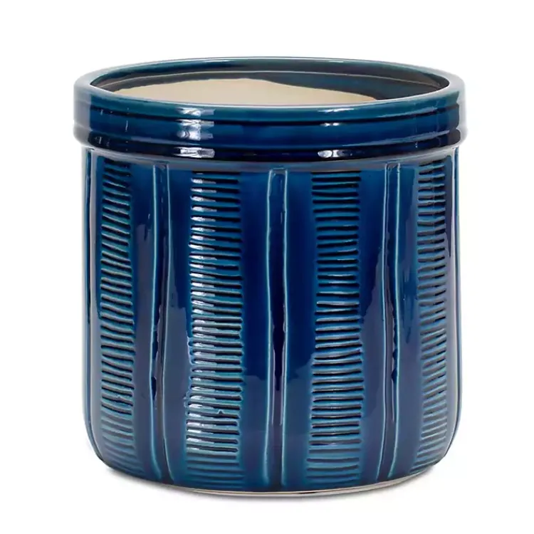 Kirklands Home Planters|Terracotta Abstract Decorative Pots, Set of 3 Blue